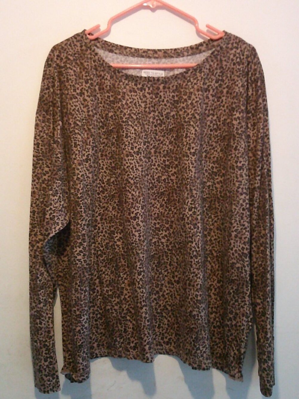 Seed To Style Top Women 2XL Brown Organic Cotton Leopard Print Long Sleeve